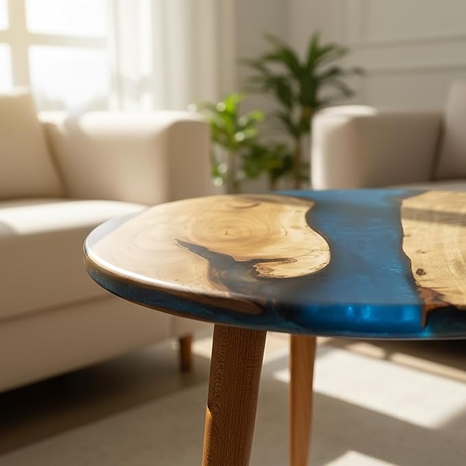 Pre Order 10 Days Luxury Handcrafted Epoxy Resin Solid Wood Coffee Table with Unique Ocean Theme Design