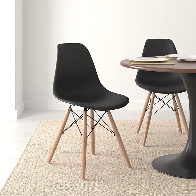Set of 2 Black Shell Dining Chair, Mid-Century Modern Eames DSW-GCC Home Center