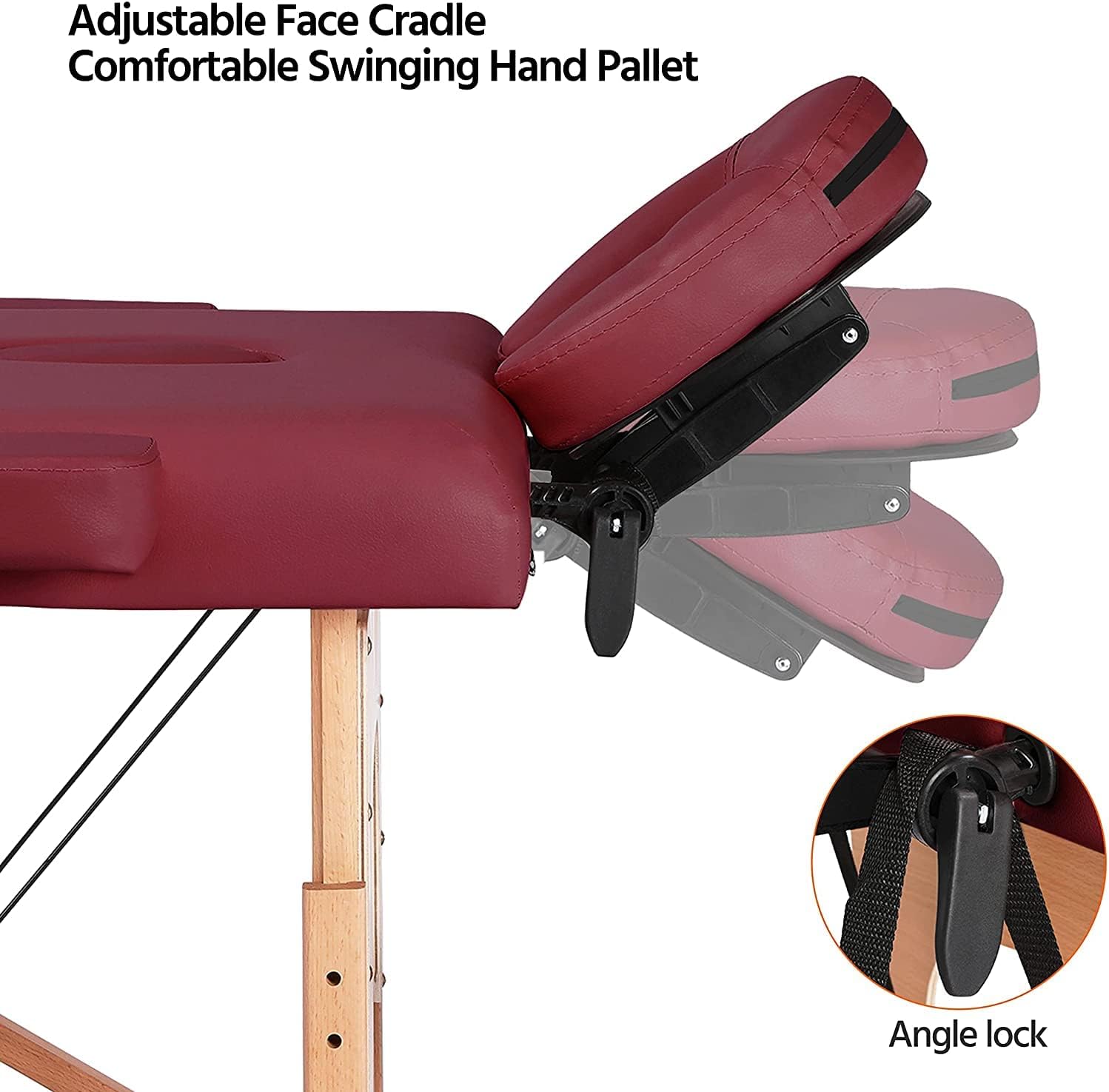 COOLBABY Portable Massage Table Professional Adjustable Folding Bed with 3-part Wooden Frame Ergonomic Headrest and Tote Bag for Therapeutic Tattoo Salon SPA Facial Treatment…