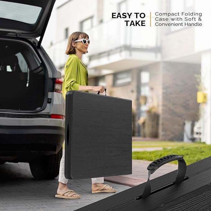 1.8M Folding Lightweight Trestle Camping Table – Black (180×75×75cm)