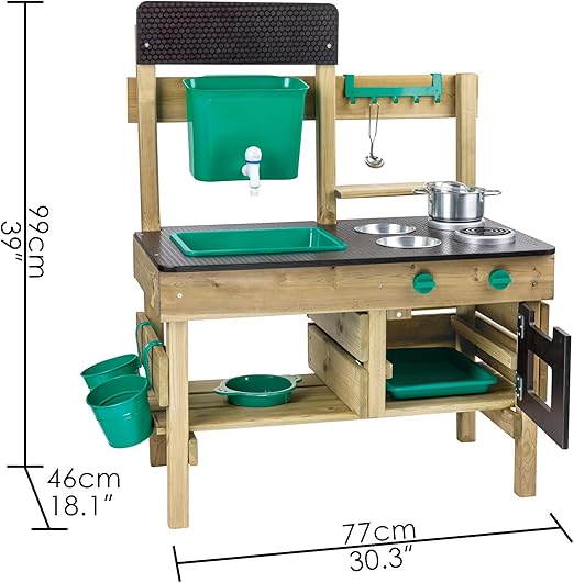 Nature Fun Outdoor Play Kitchen with Many Accessories Made of Wood and Vegetable Plastic, from 3 Years-GCC Home Center