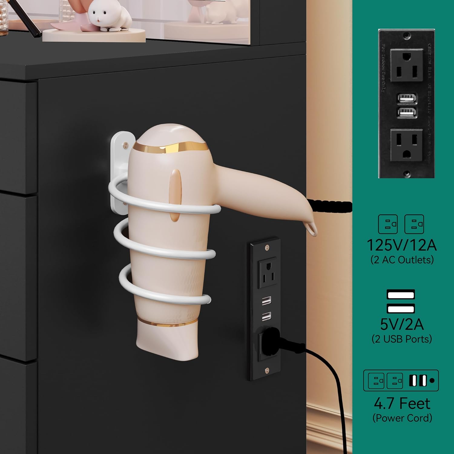 Vanity Desk Set with Large LED Lighted Mirror & Power Outlet, 11 Drawers and Magnifying Glass-GCC Home Center