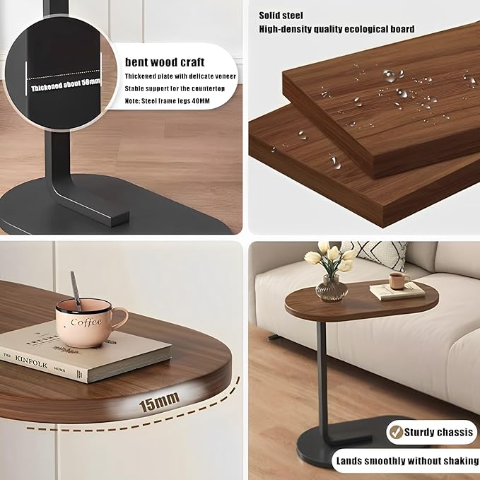 Modern Home Side Coffee Table, End Table C Shaped Table - White-GCC Home Center