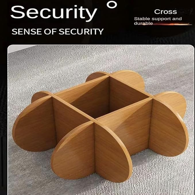 Modern Round Coffee Table with Solid Wood Legs and Rustic Circle Center Cocktail Table with Tempered Glass-Top-GCC Home Center