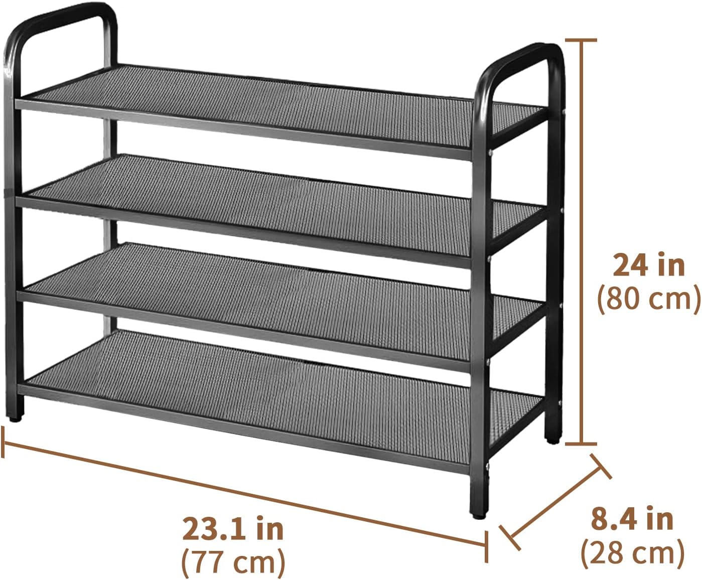 INFOSUN Shoe Rack, Shoes Cabinet Organizer, 4-Tier Shoe Storage with 3 Mesh Shelves, Multi-Function Organizer, Boots Storage Shelf Modern House Furniture Home for Entryway Hallway (Black, 4 Tier)