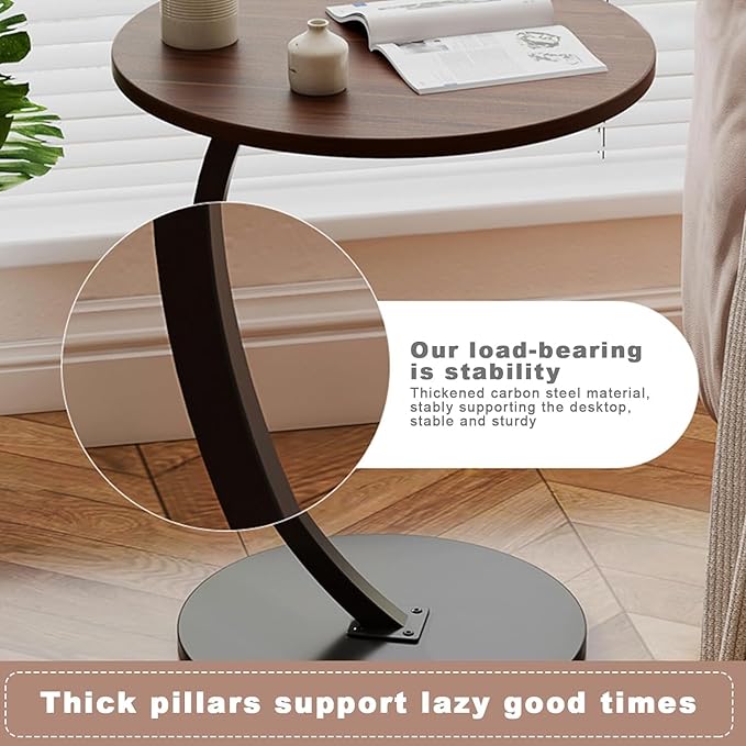 C-Shaped Side Table – Minimalist Laptop, Coffee, and Snack Table for Small Spaces