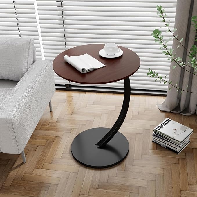 C-Shaped Side Table – Minimalist Laptop, Coffee, and Snack Table for Small Spaces