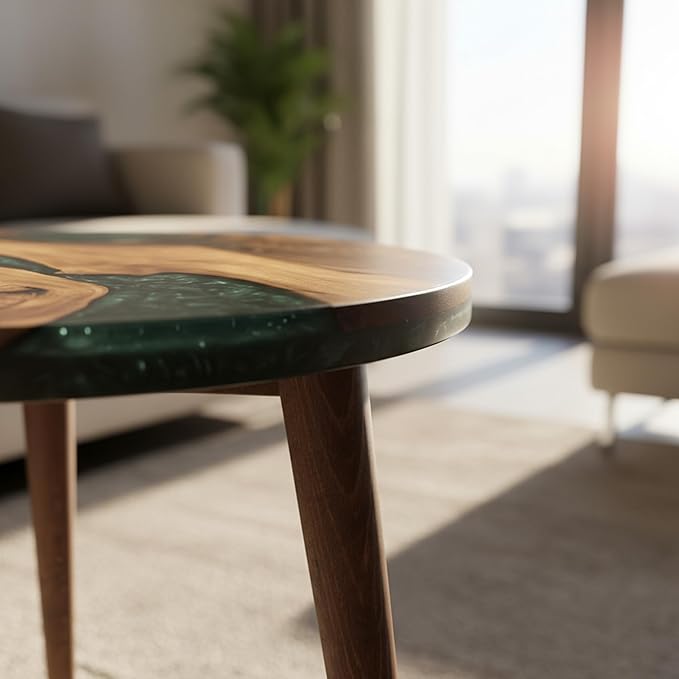 Pre Order 10 Days Luxury Handcrafted Epoxy Resin Solid Wood Coffee Table with Unique Ocean Theme Design