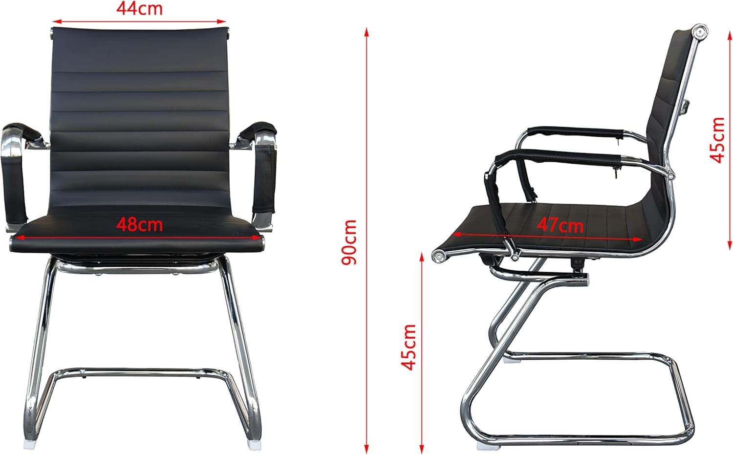 Visitors Office Chair, Waiting Room & Reception PU Chair - Black-GCC Home Center