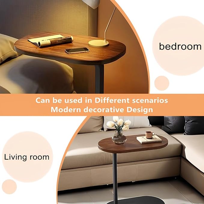 Modern Home Side Coffee Table, End Table C Shaped Table - White-GCC Home Center