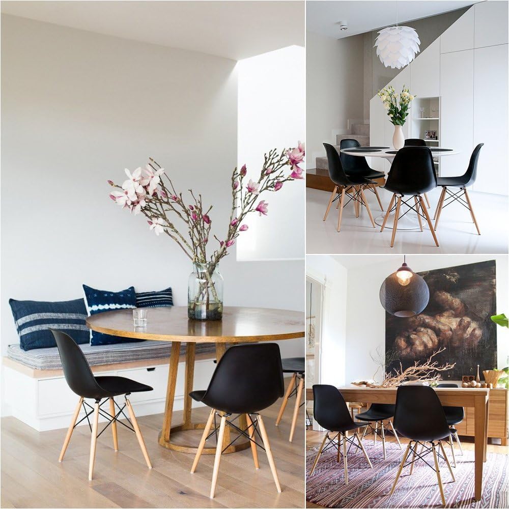 Set of 2 Black Shell Dining Chair, Mid-Century Modern Eames DSW-GCC Home Center