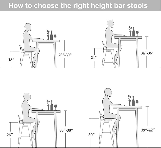 Metal Barstools Set of 4 Industrial Bar Stools with X-brace Support, Matte Black, 30 inch-GCC Home Center