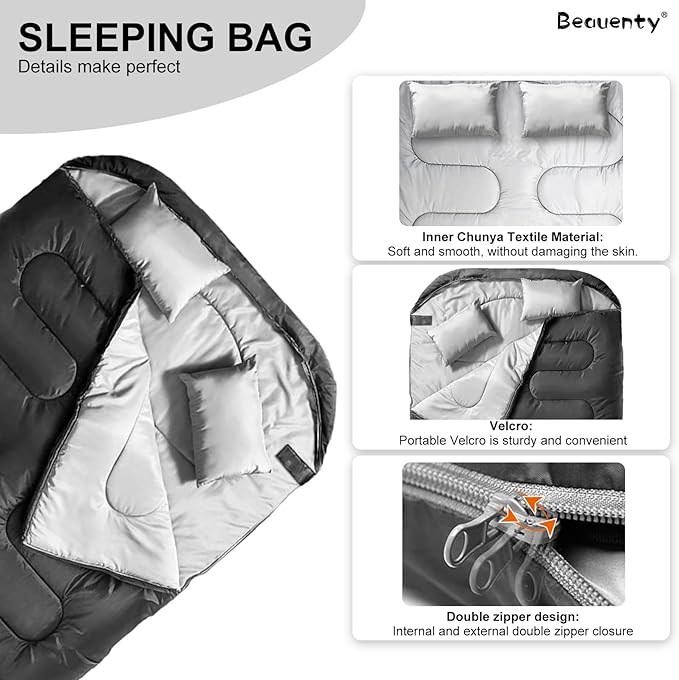 180CM bag length, cap is 30CM long Outdoor Camping Sleeping Bag-GCC Home Center