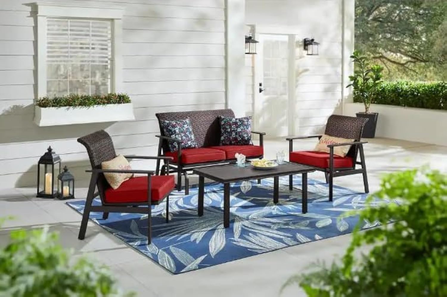 VITAL 5 Pieces Patio Furniture Set Outdoor Patio Conversation Bistro Set Modern Chairs with Coffee Table for Home and Balcony Patio Outdoor Furniture Conversation Sets Porch Chairs (VI-CTS-02)