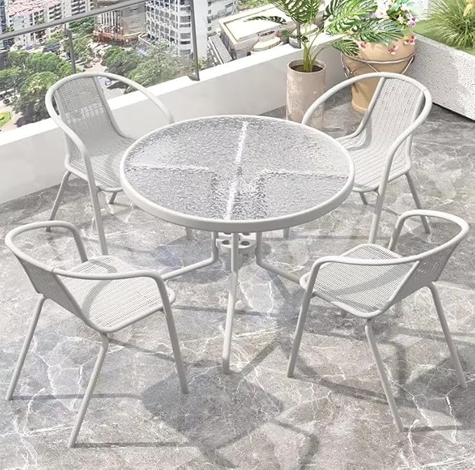 Garden Dining Set 3 Piece (2 Chair and 1 Table) Outdoor Furniture Patio Dining Table and Chair Balcony Dinner Table Dinner Chair Poly Rattan - Grey-GCC Home Center