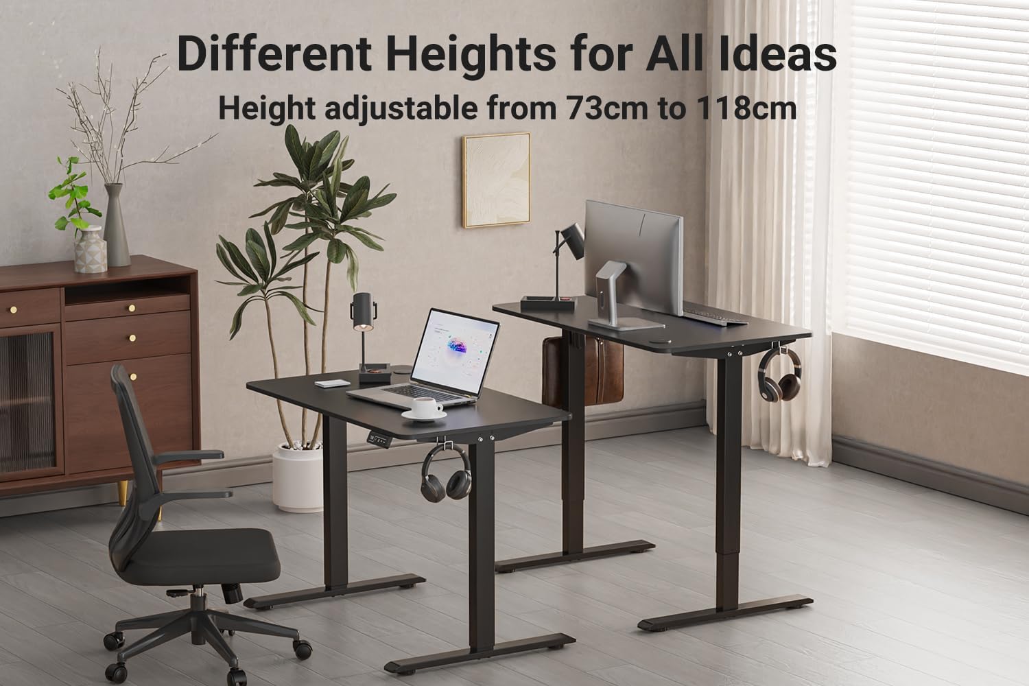Anovara Standing Desk Height Adjustable Desk Standing Desk 100 X 60cm Adjustable Stand Up Office Computer Desk (Black, 100cm)-GCC Home Center