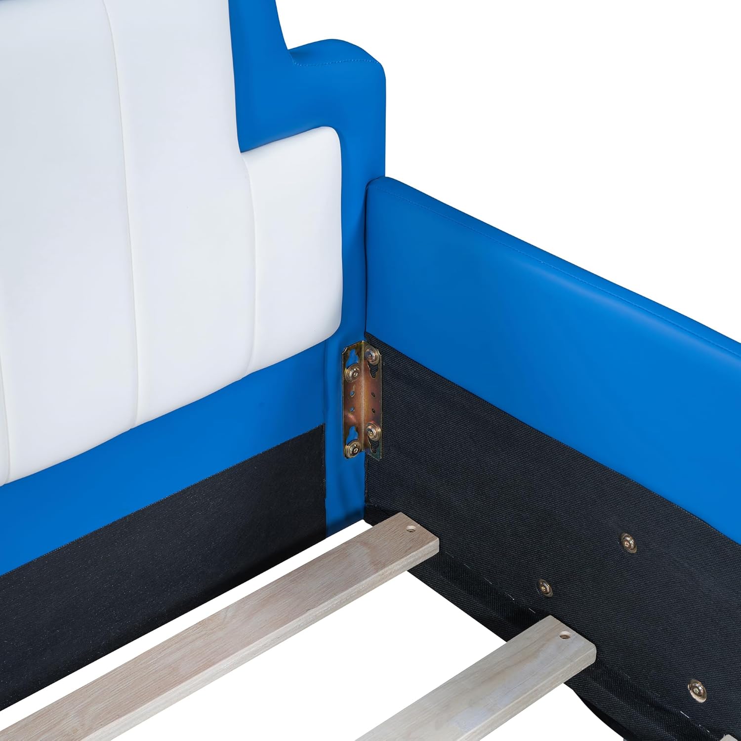 Twin Race kid Car bed Platform Bed with Wheels,PU Leather Car Bed Frame for Boys Twin Size,Kids Bed Frame with Headboard,Fits Standard Twin Mattress(No Mattress)