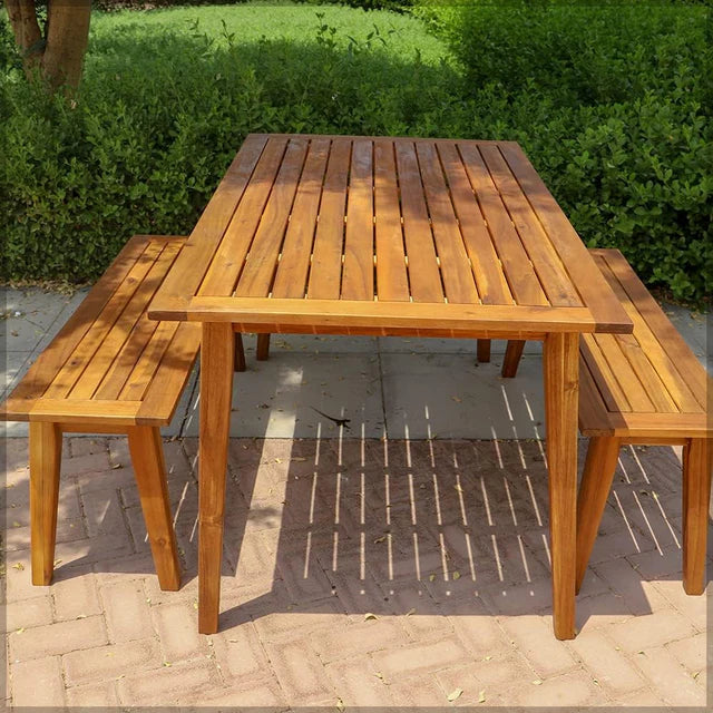 Outdoor Acacia Wood Table & Bench Set-GCC Home Center