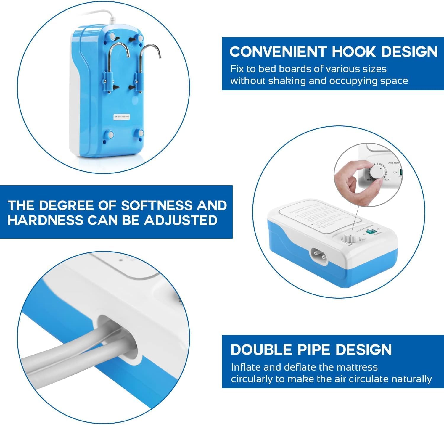 AKM Air bed Cushion for Bedridden Elderly, Alternating Pressure Mattress for Bed Sores, Anti Decubitus Air Mattress Pads with Low Noise Pump System for Hospital Bed