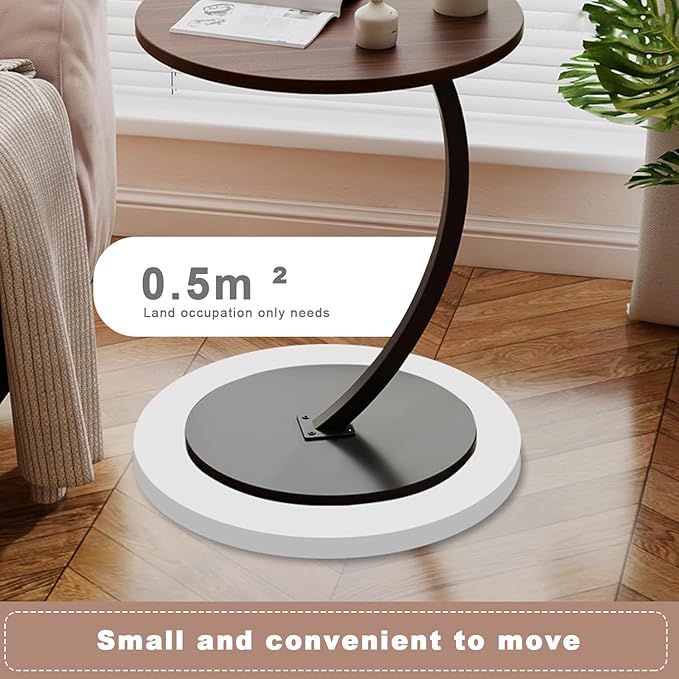 C-Shaped Side Table – Minimalist Laptop, Coffee, and Snack Table for Small Spaces