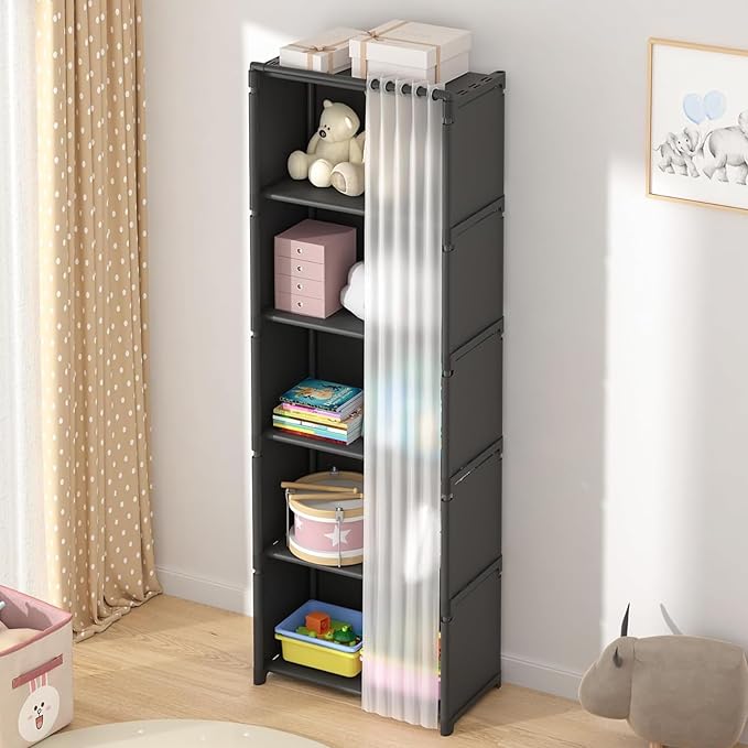 6-Cube Storage Organizer Book Shelf – DIY Metal Bookcase with Portable Design (Black, Matte Finish)