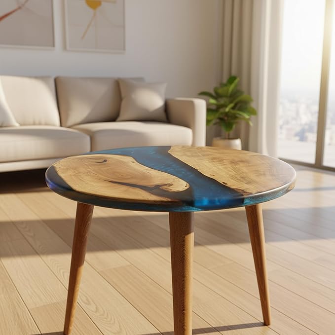 Pre Order 10 Days Luxury Handcrafted Epoxy Resin Solid Wood Coffee Table with Unique Ocean Theme Design