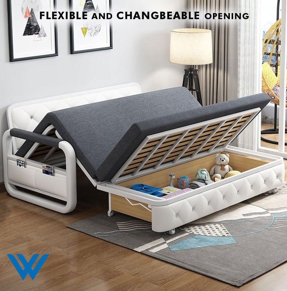 WENBO HOME Sofa Bed Pull Out Sofa Double Bed Multifunction Couch Bed Modern Style Sofa Bed Chair For Living & Bed Room (1.58m, Grey)-GCC Home Center