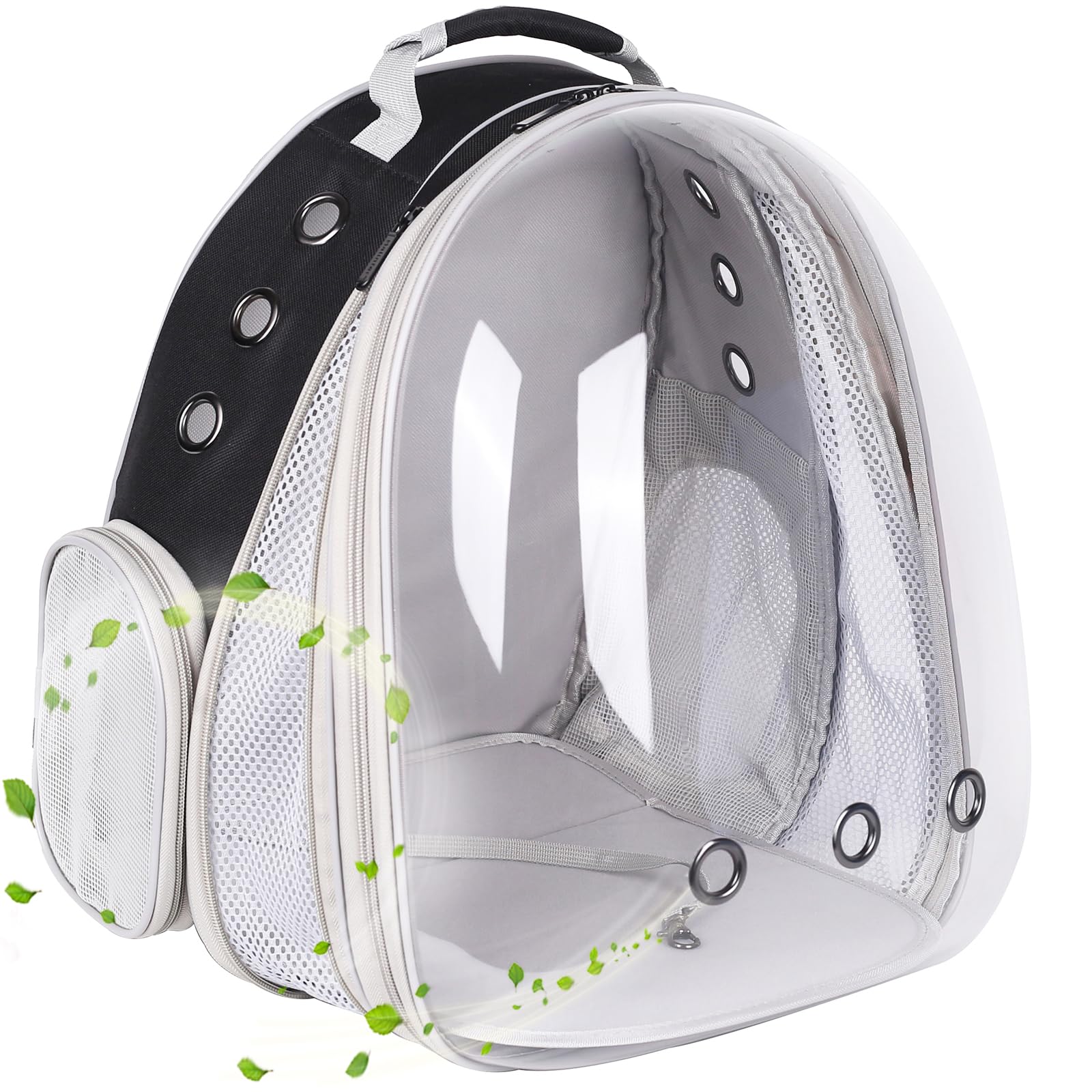 halinfer SOURCER Expandable Bubble Cat Carrier Backpack, Space Capsule Pet Carrier for Small Dog, Transparent Pet Hiking Traveling Backpack X-Large Grey