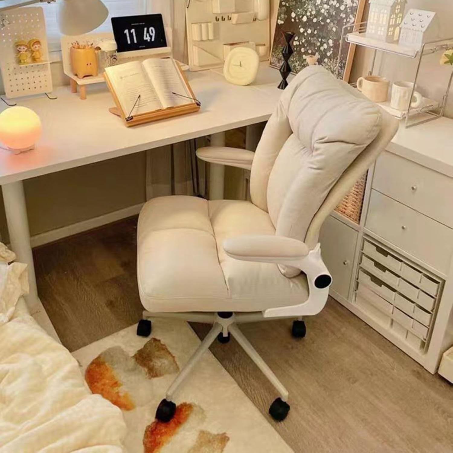 Computer Chair, Office Chairs, Home High Backrest Swivel Chair, Desk Chairs with Wheels, Angle Adjustable Chair, Desk Chair Ergonomic College Dormitory Gaming Chairs (Grey)