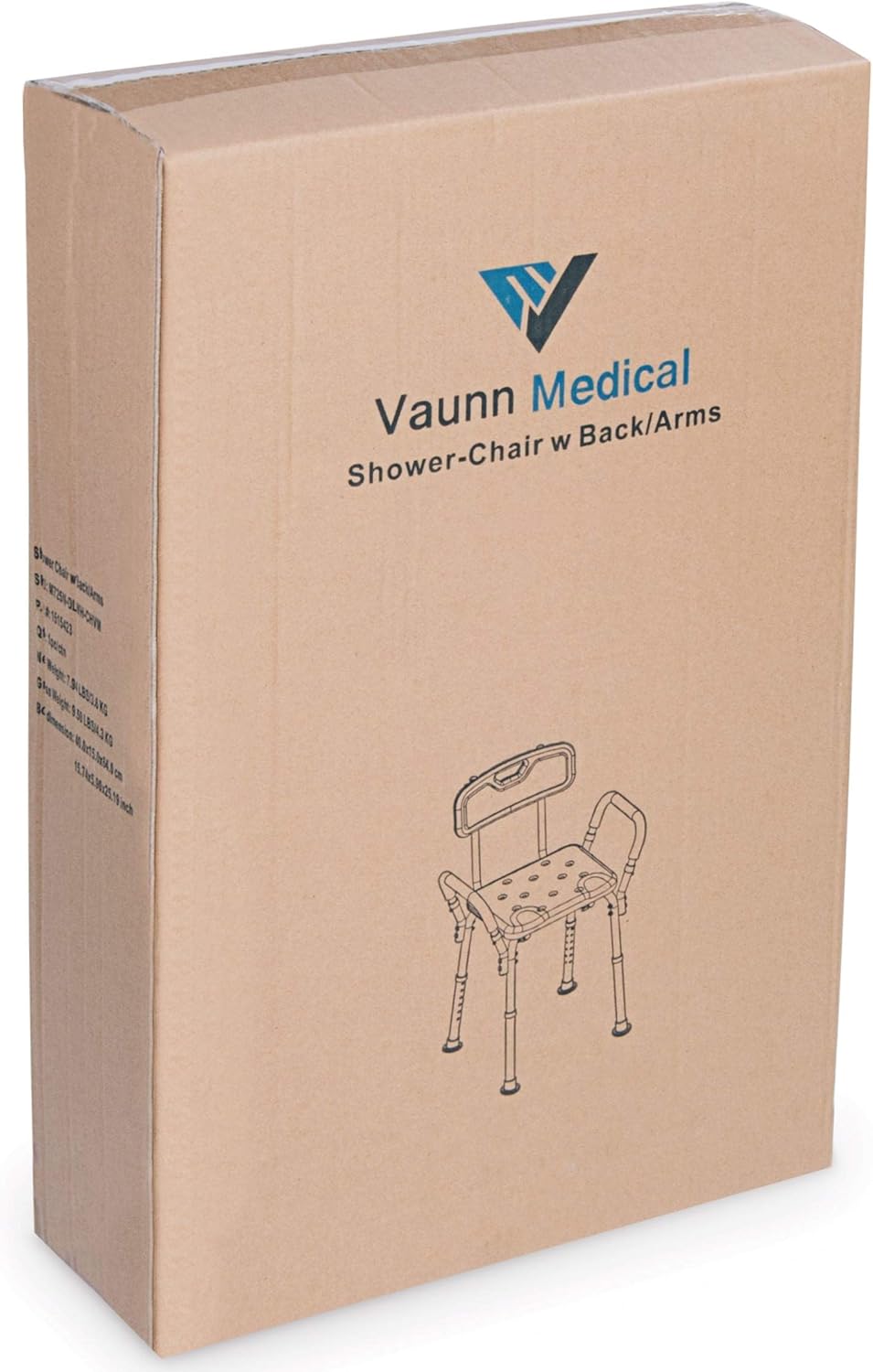 Vaunn Medical Shower Chair Bath Seat With Padded Arms, Removable Back and Adjustable Legs, Supports up to 350 lbs