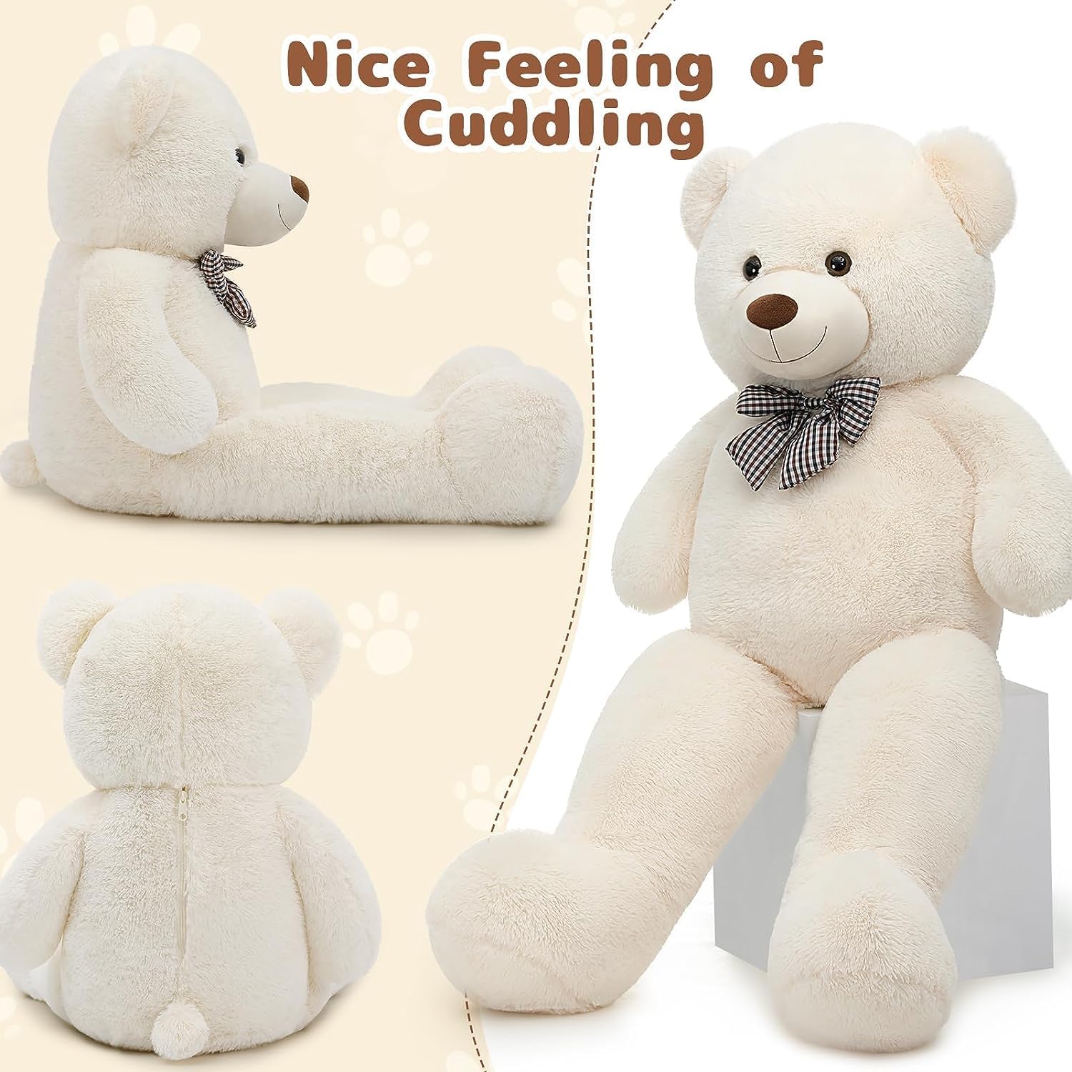 COOLBABY teddy bear for children and birthday day gift 160cm,white