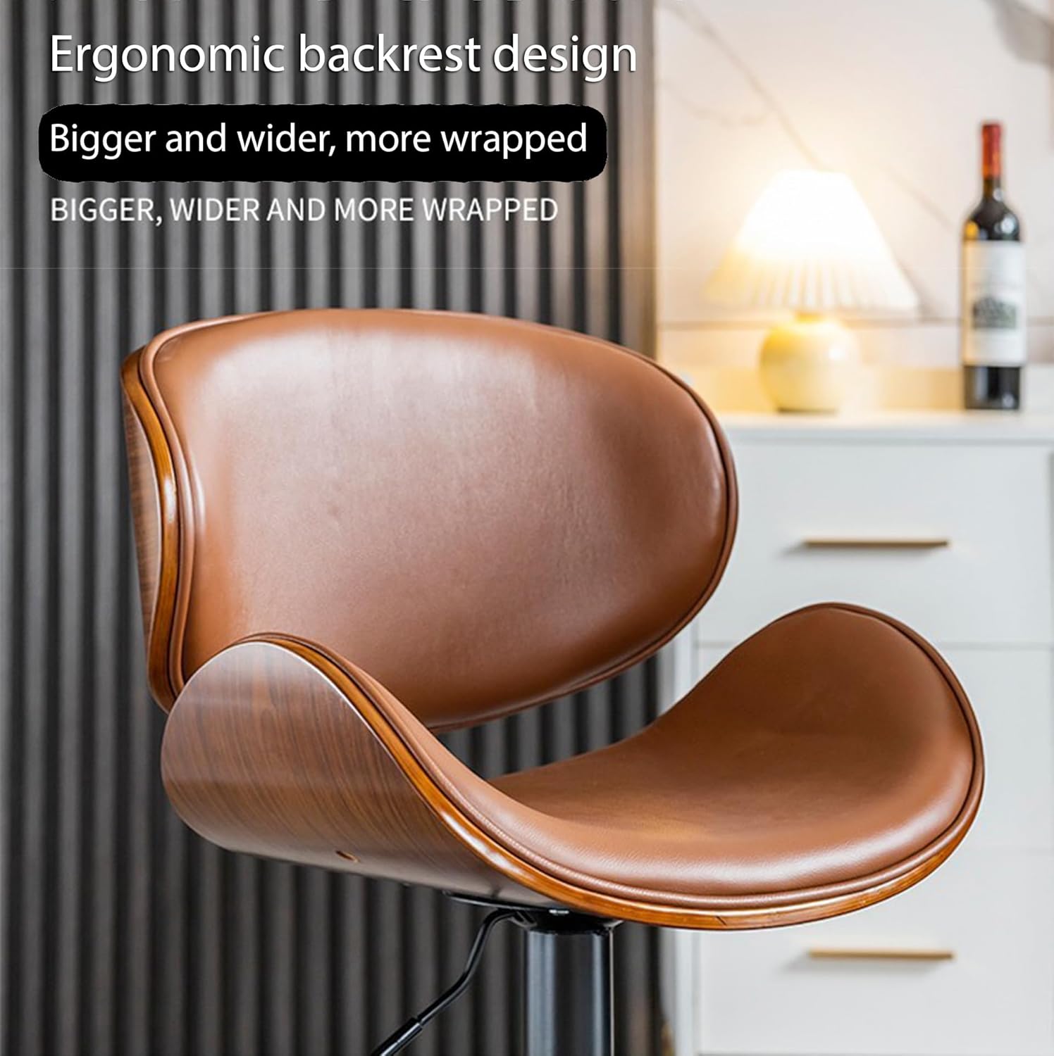 COOLBABY Bar chairs Lift leather bar chairs Light luxury home front desk high chairs Adjustable swivel seats High stools Low back kitchen island, dining room 1PC (Black)-GCC Home Center