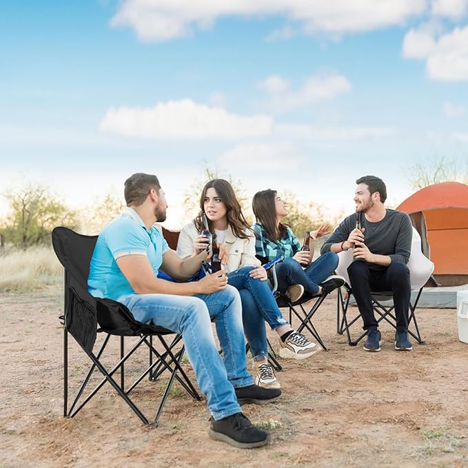 Folding Moon Chair, Portable Lightweight Camping Chair with Side Pocket, Foldable Backpacking Chair-GCC Home Center