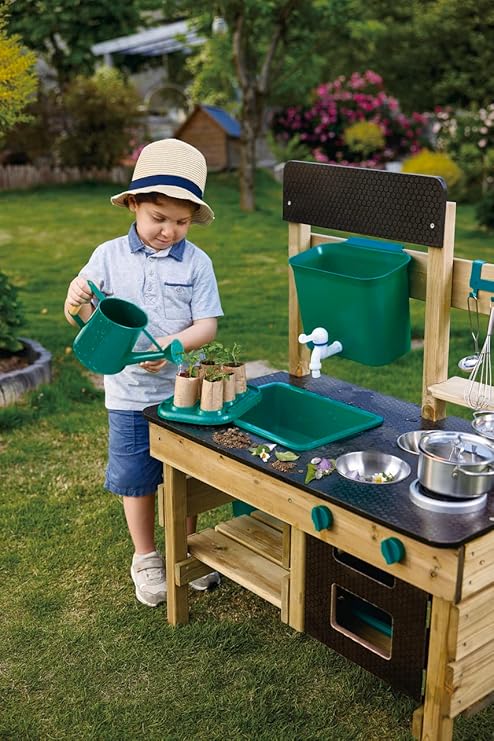 Nature Fun Outdoor Play Kitchen with Many Accessories Made of Wood and Vegetable Plastic, from 3 Years-GCC Home Center