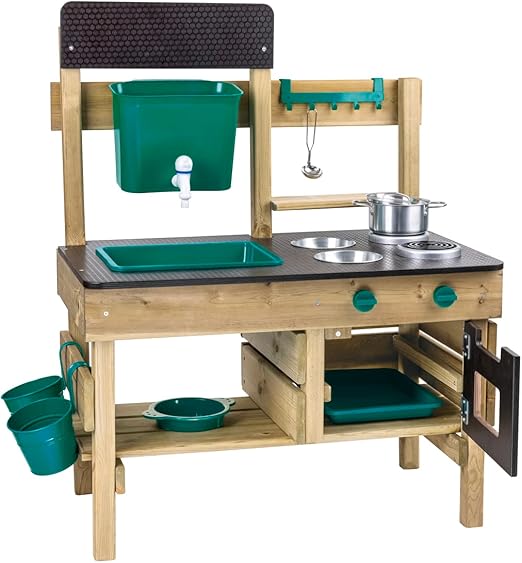 Nature Fun Outdoor Play Kitchen with Many Accessories Made of Wood and Vegetable Plastic, from 3 Years-GCC Home Center