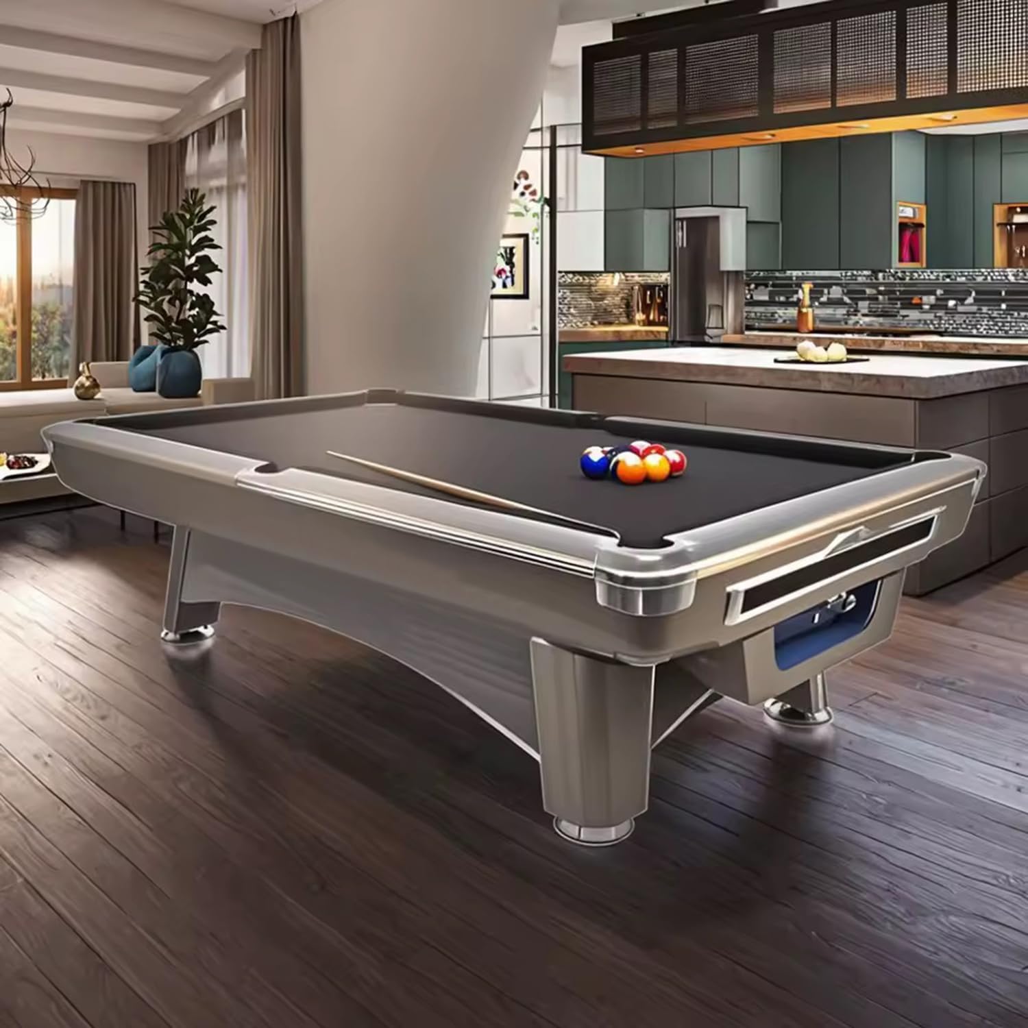 COOLBABY Luxury 9FT Pool Table Professional Solid Wood Billiard Table with Complete Billiard Accessory Sets, Perfect for Family Game