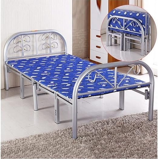 Folding Bed with Medicated Mattress Single Mattress Size 90x190 CM, Steel Frame Size 90x190cm-GCC Home Center