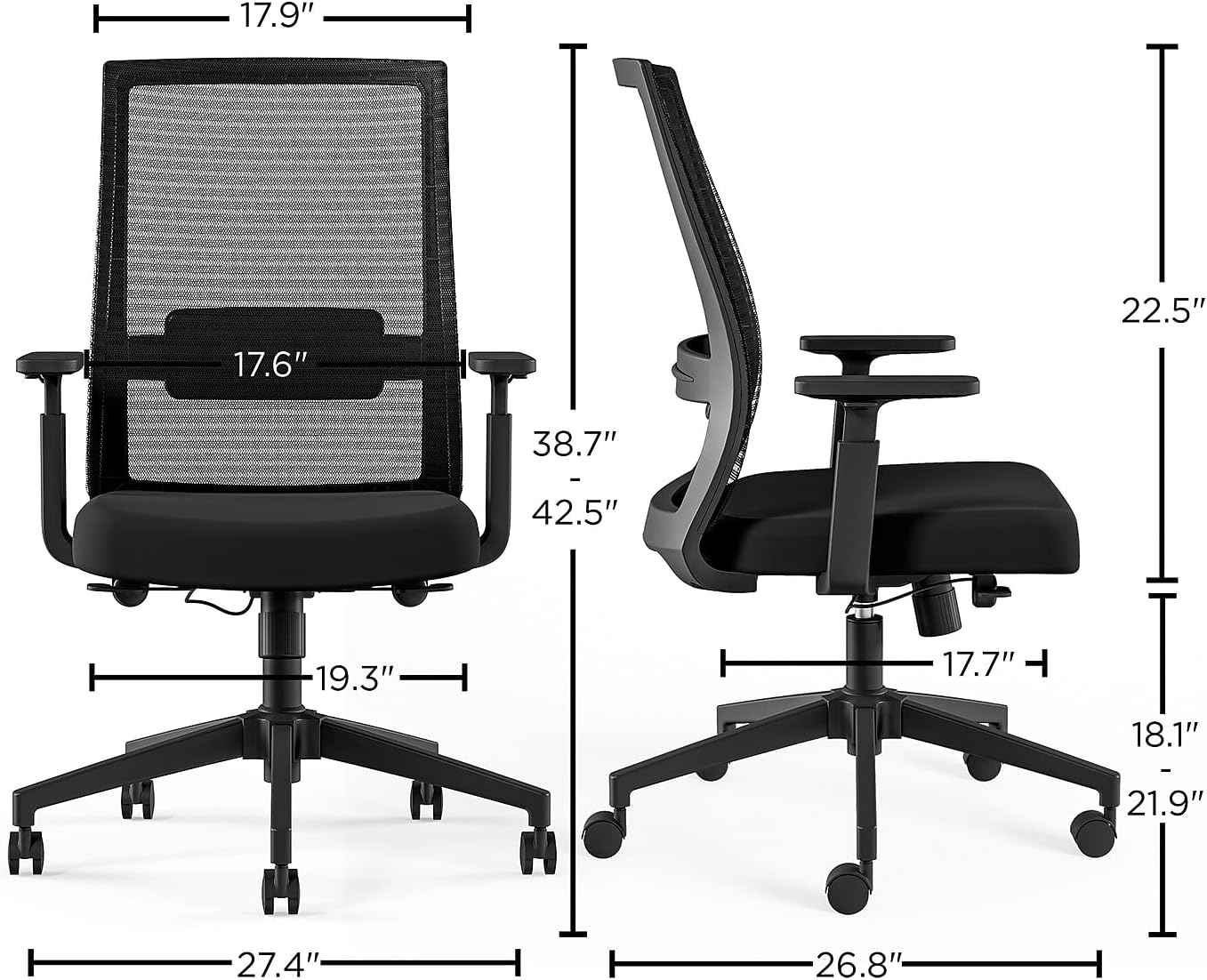 Staples 24328573 Marrett Mesh and Fabric Task Chair Black (53249)