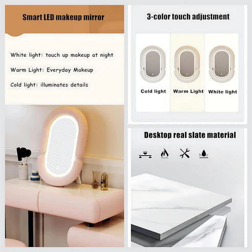 Modern Minimalist Makeup Dresser Desk for Bedroom-Elegant Solid Wood Vanity Table-GCC Home Center