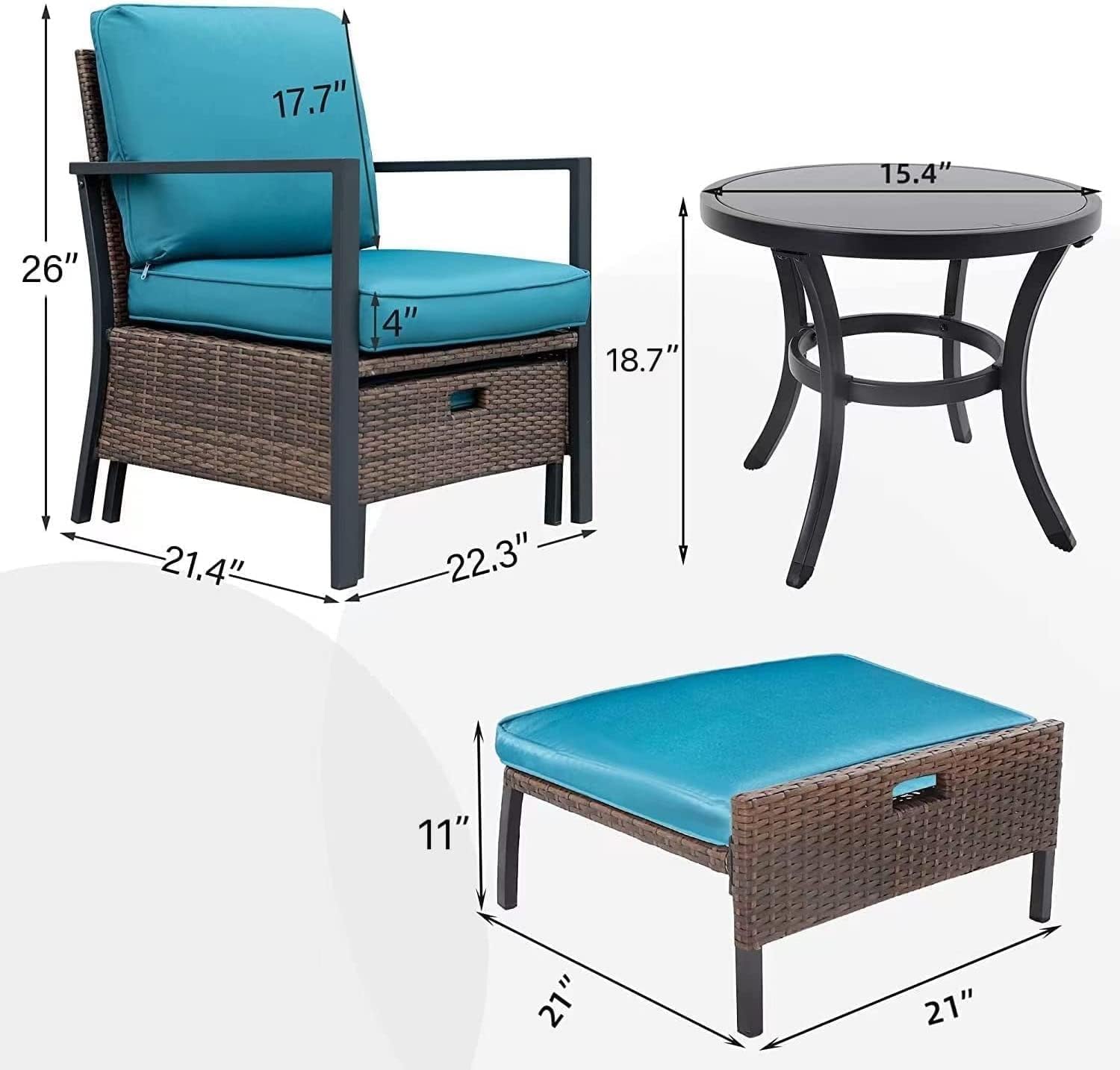 VITAL 5 Pieces Patio Furniture Set Outdoor Patio Conversation Bistro Set Modern Chairs with Coffee Table for Home and Balcony Patio Outdoor Furniture Conversation Sets Porch Chairs (VI-CTS-02)
