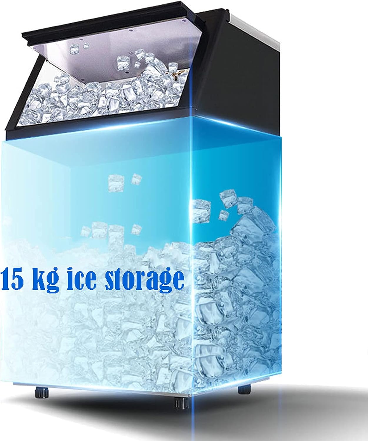 COOLBABY Ice Maker Commercial Machine Self Clean, 44 Cubes per Batch in 11-18 Minutes 100KG/24H,15KG Storage Bin, Advanced LCD Panel w/Clear Indicators, Freestanding for Restaurant/Home/Food Truck Use