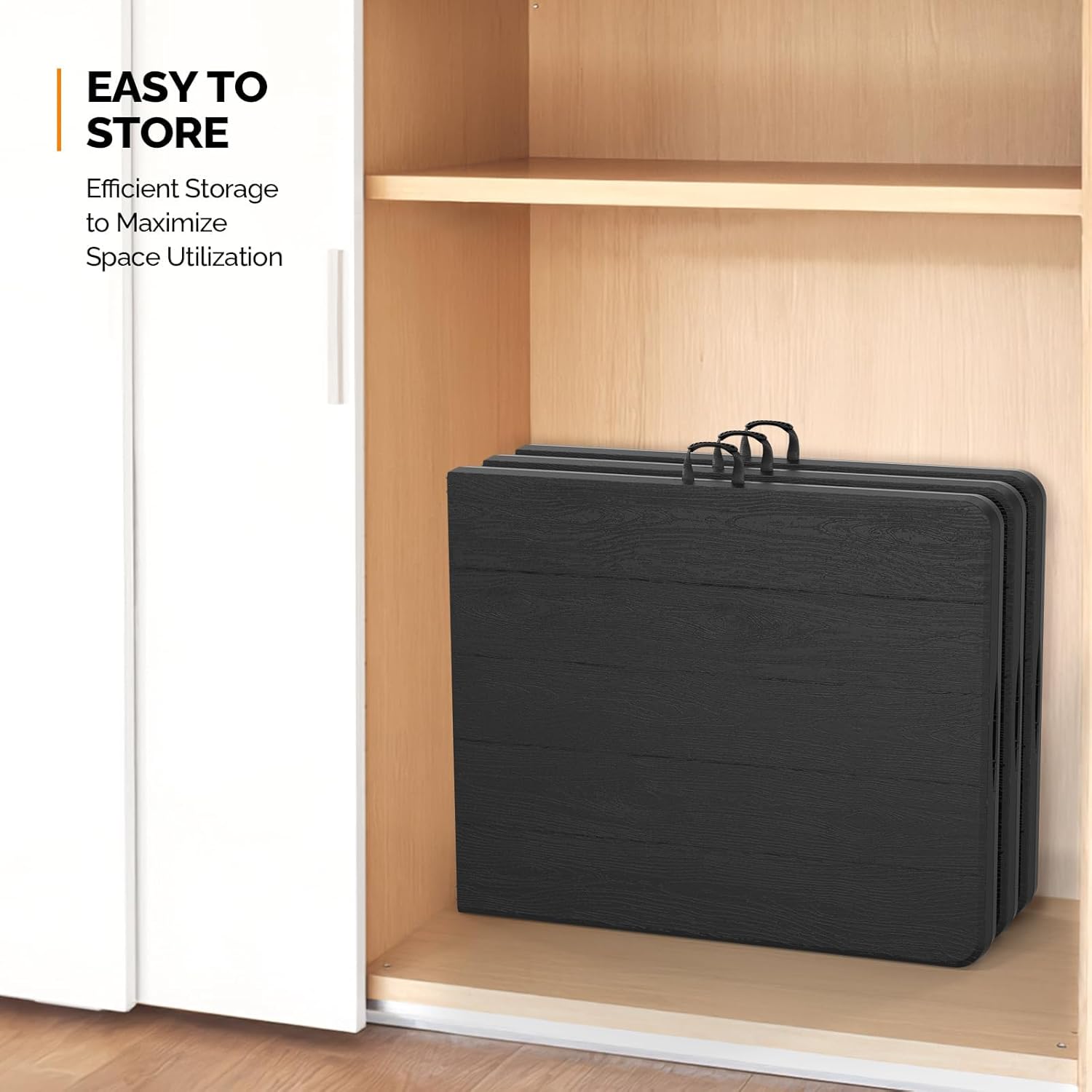 1.8M Folding Lightweight Trestle Camping Table – Black (180×75×75cm)