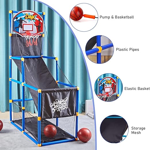 Basketball Hoop Arcade Game Toy Basketball Hoop Shoot Training System Portable Lightweight Sets with 6 Balls & Pump-GCC Home Center