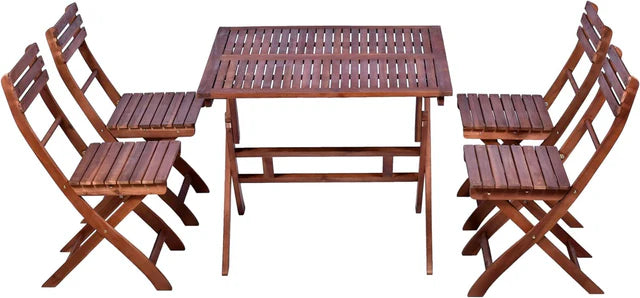 5 Pcs Acacia Wood Square Patio Bistro Set-GCC Home Center