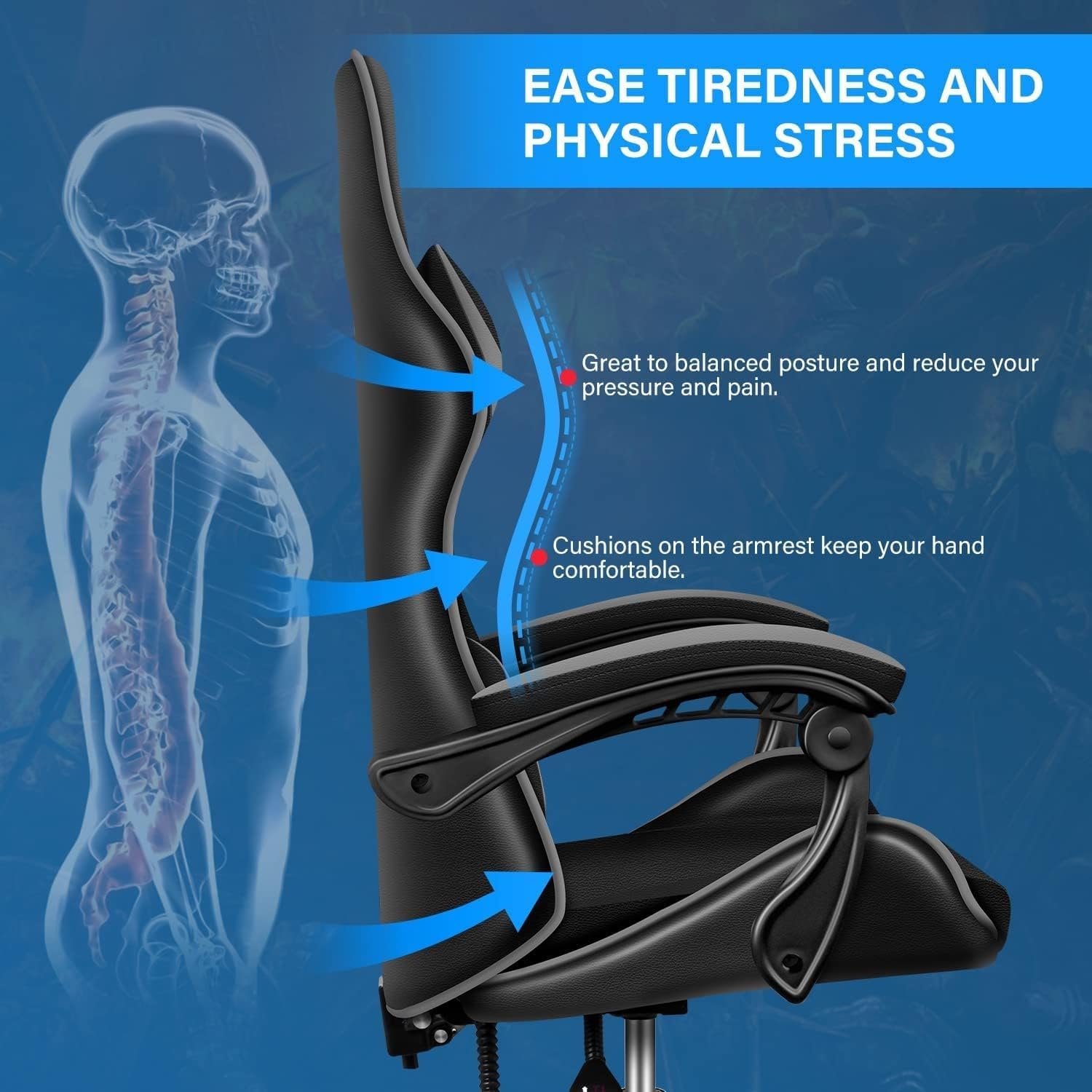 Gaming Chair Swivel Tilt Tension Adjustable PU Leather High Back Chair-GCC Home Center