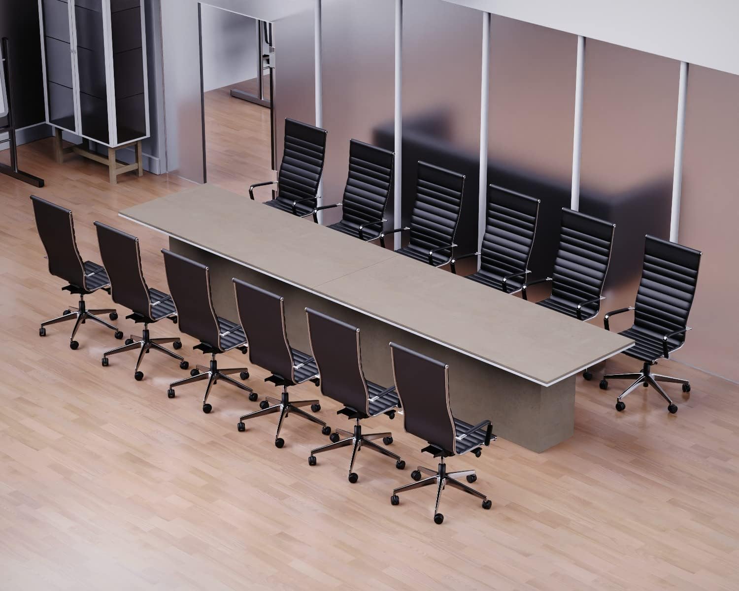 Mahmayi Modern Conference Table, Office Meeting Table, Conference Meeting Room Table - Light Concrete, 480CM