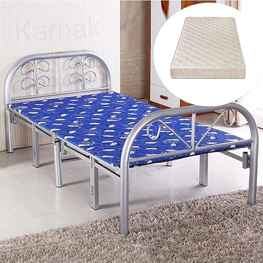 Folding Bed with Medicated Mattress Single Mattress Size 90x190 CM, Steel Frame Size 90x190cm-GCC Home Center