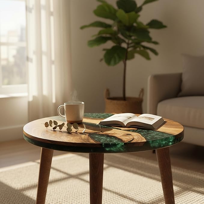 Pre Order 10 Days Luxury Handcrafted Epoxy Resin Solid Wood Coffee Table with Unique Ocean Theme Design
