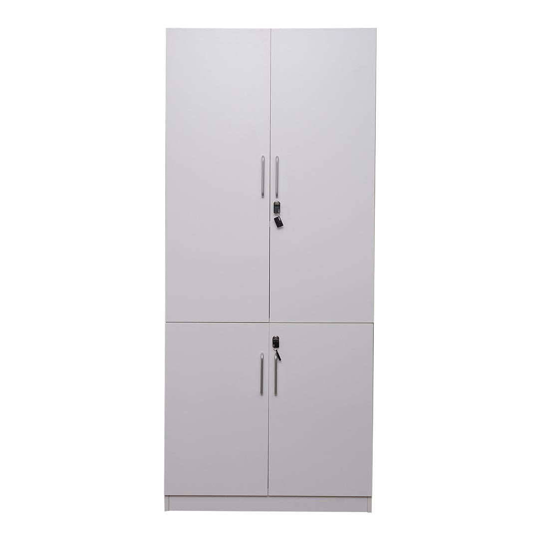 Four Door Office Cabinet With Five Shelves, File Cabinet - White-GCC Home Center