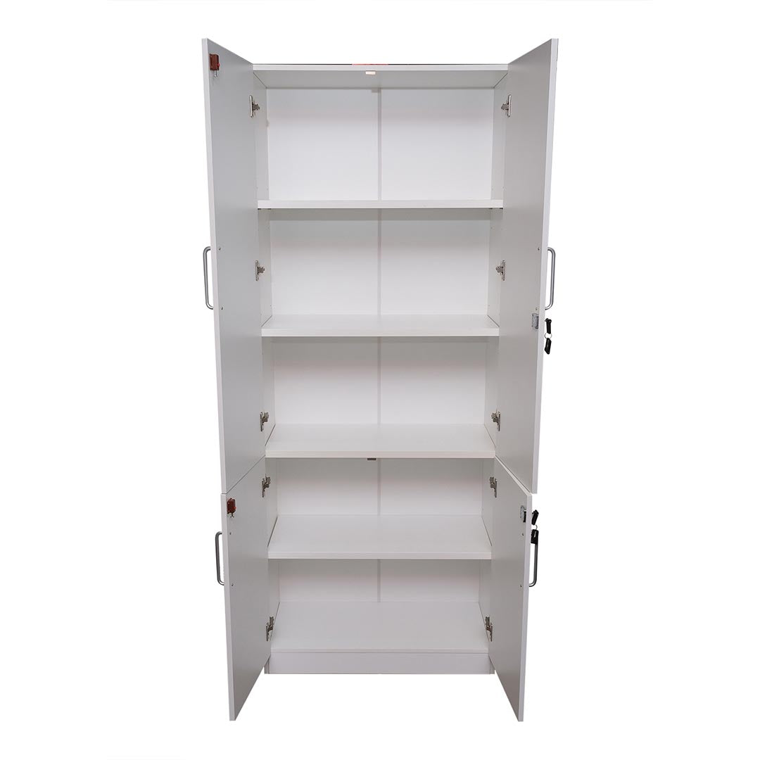 Four Door Office Cabinet With Five Shelves, File Cabinet - White-GCC Home Center